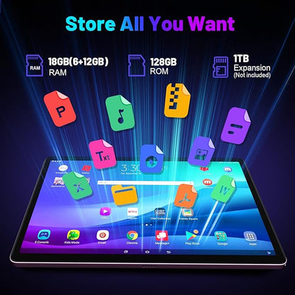 Android 14 Tablet 11 Inch, 18GB RAM 128GB ROM 1TB Expand, Octa-Core 2.0GHz CPU,5G WiFi, 2K Display, 13MP+5MP+5MP Camera, 9000mAh Battery, Electronic Tablets with Keyboard Case Stylus(Purple)