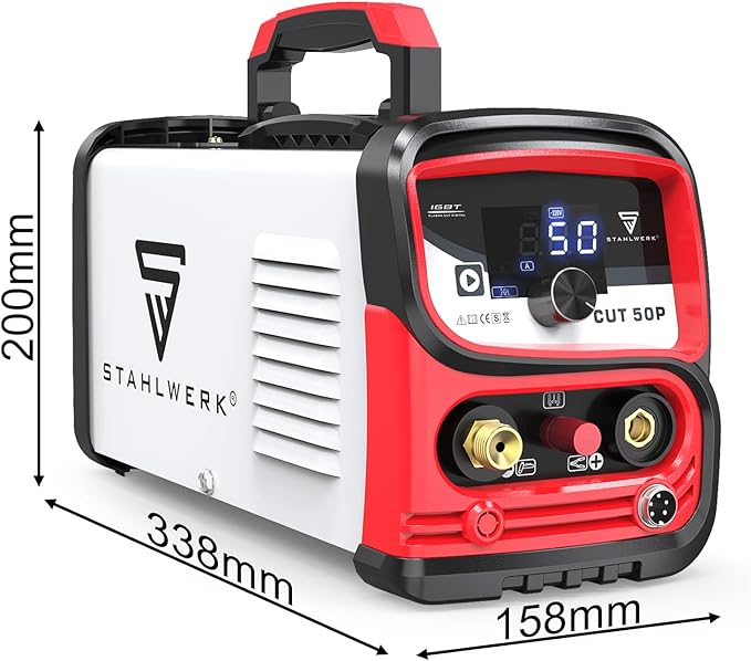 STAHLWERK Plasma Cutter, 50Amps Cutter Machine with 110/220V&LED Display, Dual Voltage DC Inverter IGBT for Installation, Repair & DIY