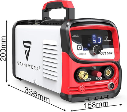 STAHLWERK Plasma Cutter, 50Amps Cutter Machine with 110/220V&LED Display, Dual Voltage DC Inverter IGBT for Installation, Repair & DIY