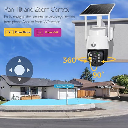 xmartO 4MP QHD Wireless PTZ Solar Security Camera Outdoor/Indoor for Homes, WiFi 6 5G Dual Band, Wire-Free Easy Installation, No Monthly Fee (Wall/Ceiling/Corner/Tree/Pole Installation, SDK4034)