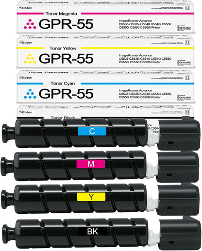 GPR55 GPR-55 Toner Cartidges Replacement for Canon GPR-55 GPR55 0481C003 0482C003 0483C003 0484C003 for Canon imageRUNNER Advance C5535i C5540i C5550i and C5560i Printers Black Cyan Yellow Magenta