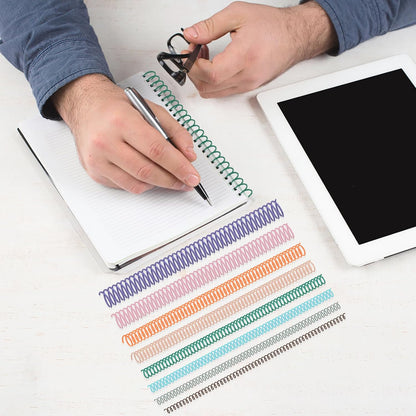 120 Pack Plastic Spiral Binding Coils Binder Binding Spirals Rings Multi Size Spiral Binding Wire Combs Spines Coils, 4:1 Pitch, 1/4 5/16 3/8 1/2 9/16 5/8 3/4 7/8 Inch (Pastel Color)