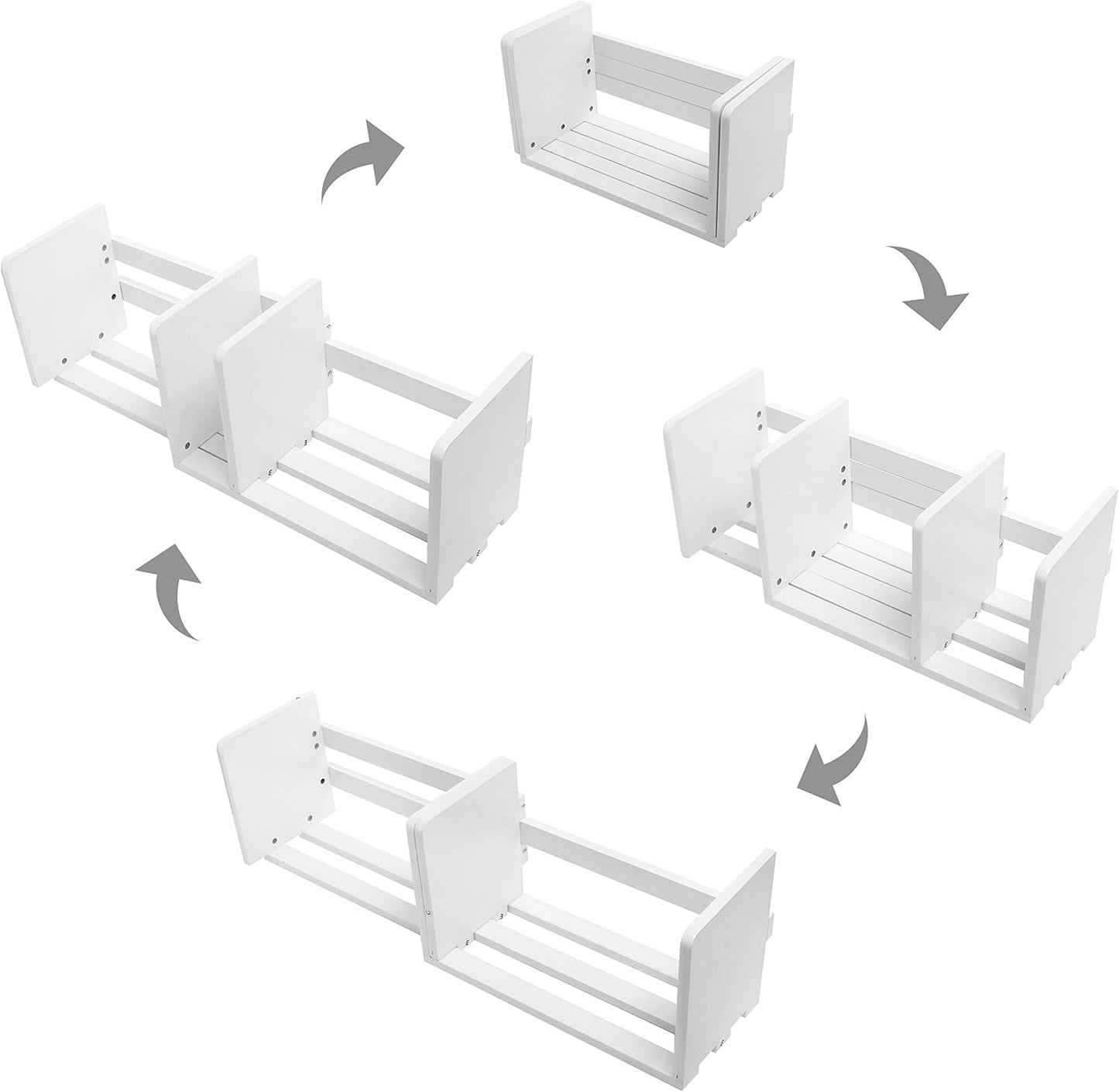 MyGift White Wood Desktop Bookshelf Organizer, Expandable Adjustable Display Shelf Book Rack