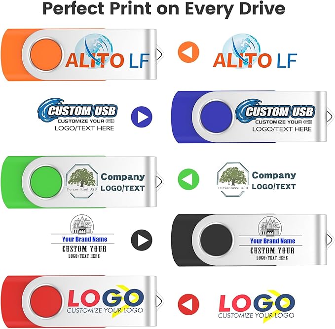ABLAZE Custom Flash Drive 256MB 100 Pack, Personalized USB Drives Custom USB 2.0 Thumb Drives 100 Pack Memory Stick (Mixcolors)