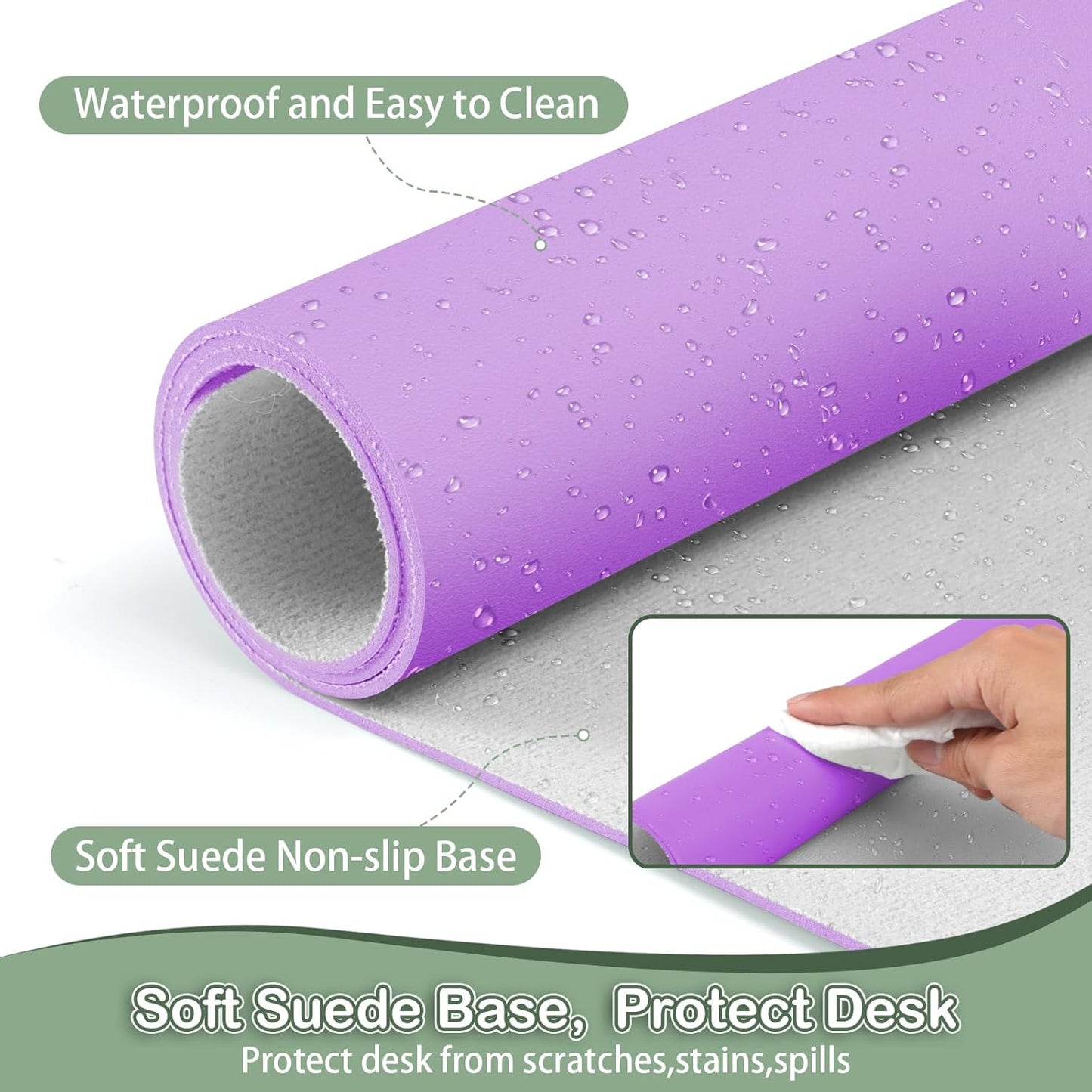 Boutilon Leather Desk Pad Protector,Non-Slip Mouse Pad,Laptop Desk Pad,Office Mouse Mat,Waterproof Leather Desk Blotter,Desk Writing Pad for Office and Home (S-Purple,24"x 14")
