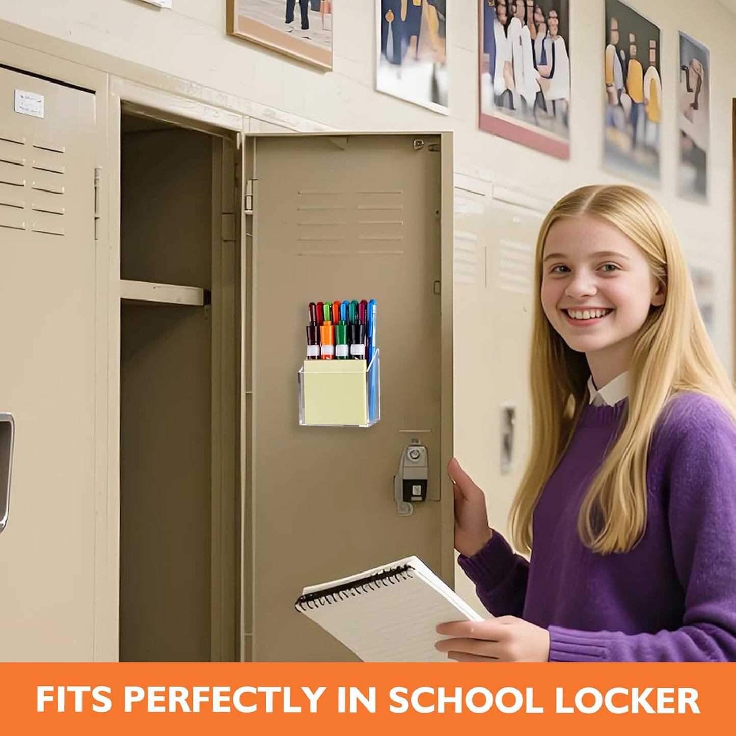 Magnetic Pen Holder Classroom Organization Acrylic Marker Holder for Whiteboard Refrigerator Locker Accessories Pencil Dry Erase Marker Basket (1 Compartment * 2)