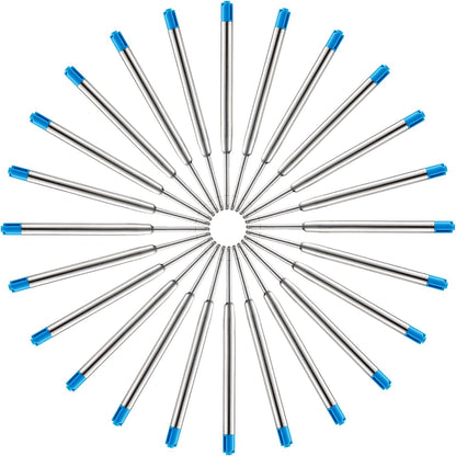 HeTaoCat Blue Ink Refill Pack of 5, Replaceable Ballpoint Pen Refills, Medium Point Metal Refil (Blue)