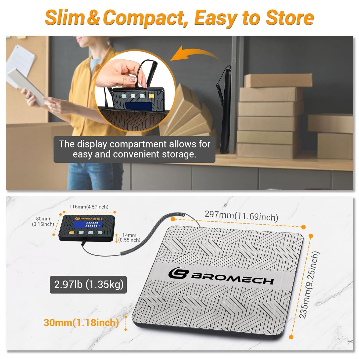 Postal Scales for Shipping Packages 440lb Heavy Duty Digital Mail Scale High Accuracy 0.35oz Postage Scale W/Separate Display, Type-C Charging for Small Business, Warehouse, Luggage, Home, Pet