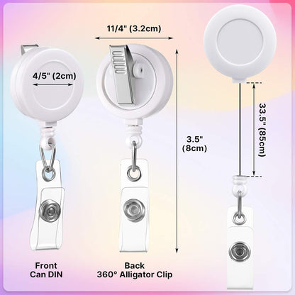 50 Pieces Retractable Badge Holder Reels with Swivel Alligator Clip, ID Card Holder Name Badge Reel Clips for Students Teachers Office Workers (Mixed Color)