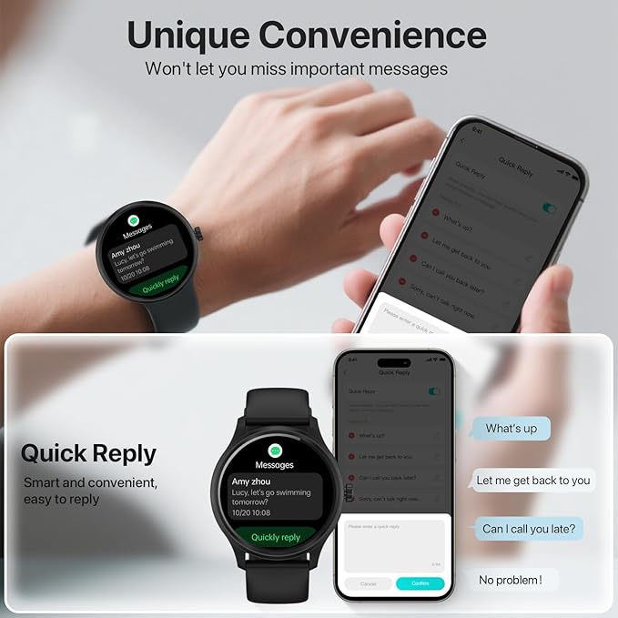 Smart Watch, HD Smartwatch for Men Women (Answer/Make Calls), Fitness Watch with 100+ Sport Modes, IP68 Waterproof/Heart Rate/Sleep Monitor, Activity Trackers for iOS/Android
