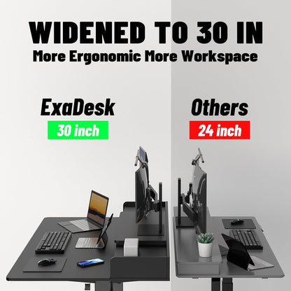 55 x 30 Inch Electric Standing Desk with 2 Drawers, Adjustable Height Widened Stand Up Desk with Storage, Sit to Stand Ergonomic Workstation for Home Office, Classic Black