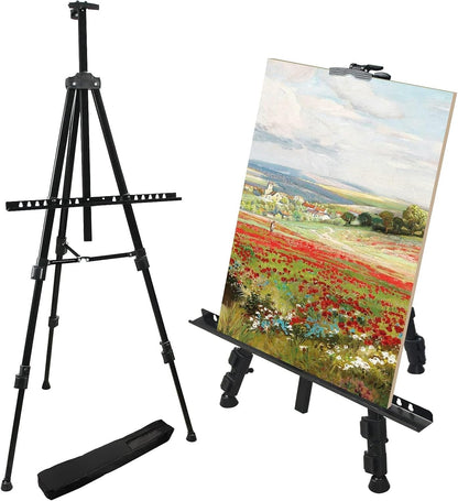 RRFTOK Art Painting Display Easel Stand,72Inches Portable Adjustable Metal Tripod with Artist Easels for Canvases Height from 22-72”for Table-Top/Floor Paint and Displaying,Black