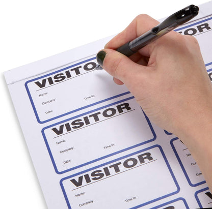 Blue Summit Supplies Visitor Badge Log Book with Duplicate Record, 250 Stickers per Pack, School Visitor Stickers, Guest Badge Book, Visitor Log Book