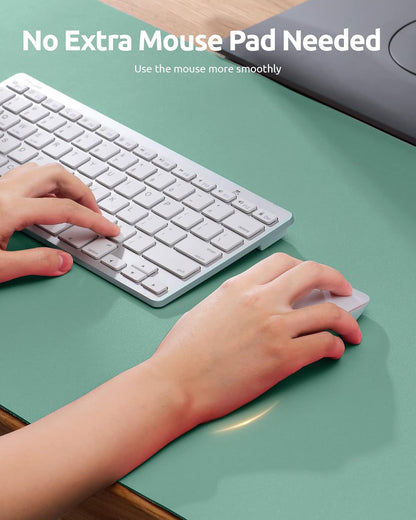 YSAGi Leather Desk Protector, Office Mat, Large Mouse Mat, Non-Slip PU Leather Blotter, Laptop Desk, Waterproof Writing Pad for Office and Home (Green-Blue, 35.4" x 17")