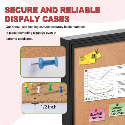 36x24 Inch Outdoor Enclosed Bulletin Board with Locking Door - Weatherproof & Tamperproof Cork Notice Board - Black Aluminum Frame