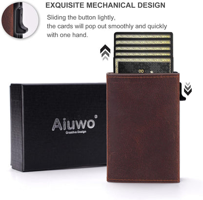 Aiuwo Airtag Wallet for Men,Mens Wallet Card Holder,Smart,Slim,Minimalist Wallet,Credit Cards Holder RFID Blocking Wallet (Airtag Wallet, Crazy Horse Brown)