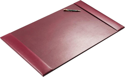 DACASSO Bonded Leather Desk Pad with Side Rails - Luxury Leather Desk Blotter for Writing - Padded Executive Desk Surface Protector - ( Burgundy, 30” x 18”)