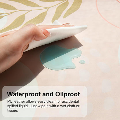 QIYI Large Mouse Pad, Cute Desk Mat for Desktop, Women Girls Minimalist Pink Office Desk Accessories, PU Leather Waterproof Gaming Mousepad, Tropical Leaves Desk Pad Computer Mat, 31.5" x 11.8"