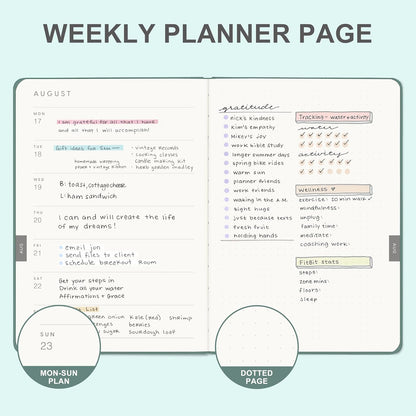 And Per Se 2026 Planner-Daily, Weekly & 15-Monthly Leather Hardcover Planner, 5.7" x 8", Daily Schedule, Monthly Tabs, 100 GSM Thick Paper, Back Pocket(Green)