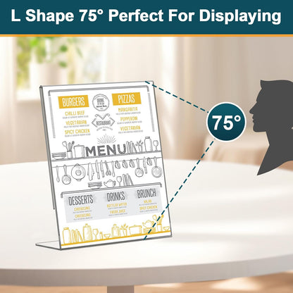Acrylic Sign Holder 4x6, 22 Pack Clear Plastic Table Paper Display Stand, L-Shape Vertical Menu Holder Stand, Clear Picture Photo Flyer Display Stand for Restaurants, Store Show, Office Desktop