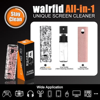 walrfid Graffiti Computer Screen Cleaner, Car Screen Cleaner Spray and Wipe, Electronic Cleaning Spray for Laptop iPad, iPhone, MacBook, TV, Monitor, Tablet Display, with Black Case - Pink