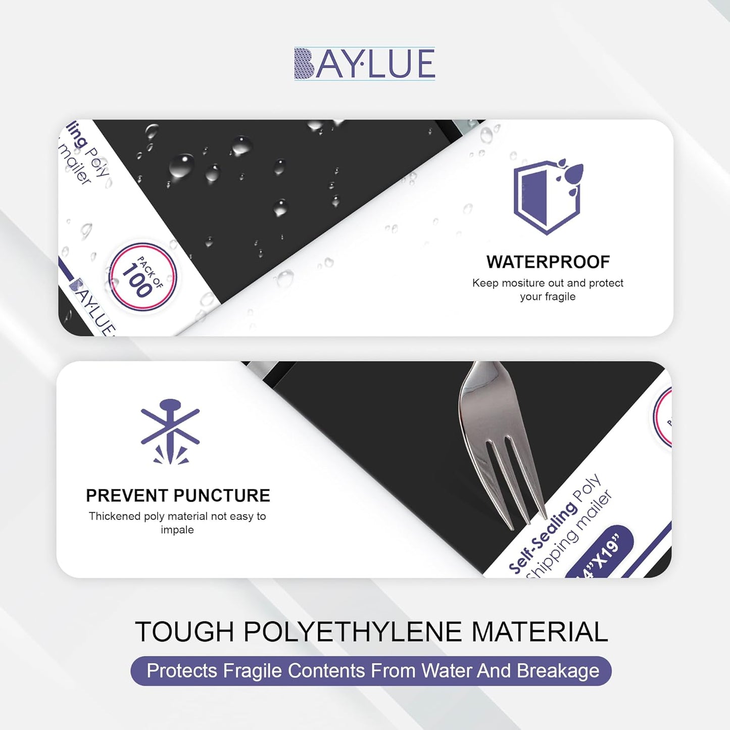 Black Large Poly Mailers 19x24 Inch | Strong Adhesive Self-Seal Mailer Bags | Tear, Tamper, Water Resistant Shipping Envelopes | Thick Strong polymailer Bags XL Clothing Shipping Bags | 100 Pcs Bulk