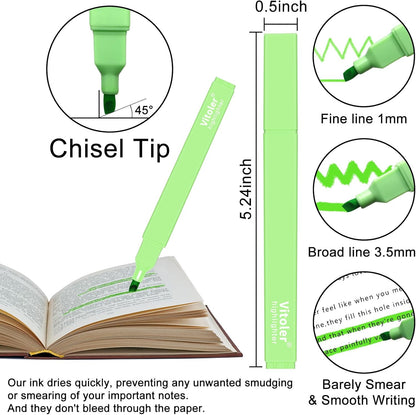 Vitoler 10Pack Bible Highlighters, Cute Assorted Colors Pastel Highlighters No Bleed Chisel Tip Highlighter for Aesthetic School Supplies