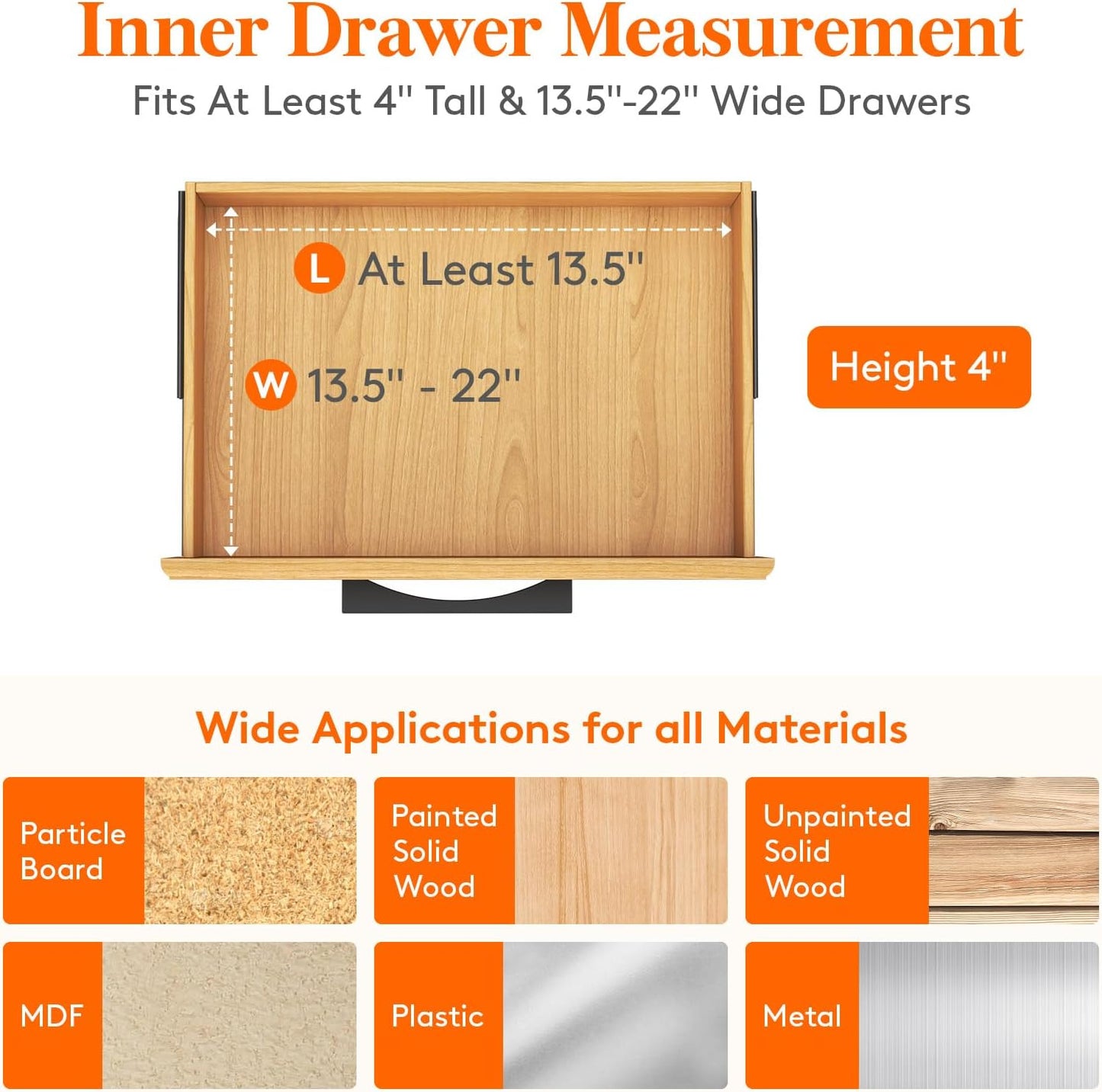 Lifewit 5 Pack Drawer Dividers Plastic 4" High, 13.5-22" Adjustable Drawer Organizers for Clothes, Expandable Dresser Separators in Bedroom/Bathroom/Kitchen/Fridge/Office Organization and Storage