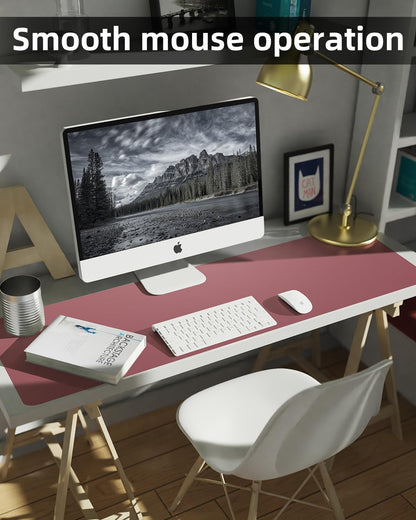 Leather Desk Pad Protector, Large Desk Mat, Mouse Pad, Non-Slip PU Leather Desk Blotter,Desk Cover mat,Desk mat for Keyboard and Mouse,Mat for Office&Home (Rose Purple, 48" x 17")