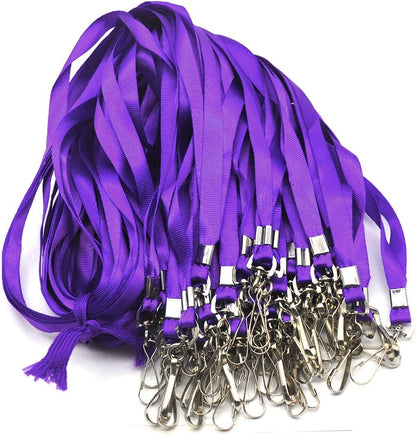 Lanyards with Id Holder Name Badges Waterproof Name tag Badge Holders with Neck Lanyard Swivel J-Hook Clip 50 Pack (Purple, Vertical)