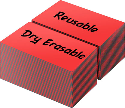 LLPT Dry Erase Magnetic Labels 2" x 4" 50 Packs Blank Writable Magnet Stickers Reusable for Refrigerator Shelf Whiteboard Toolbox Craft and Other Metallic Surfaces Red (DML2040RD)