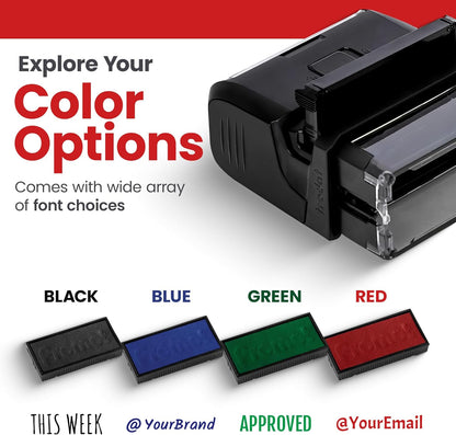 Promot Self Inking 1 Line Custom Stamp - Personalized Name Stamp for Office, Teacher, Address & Business Label Stamp - Choose Font, Ink Color, Pad, Self Inking for Personal & Professional Use - Large