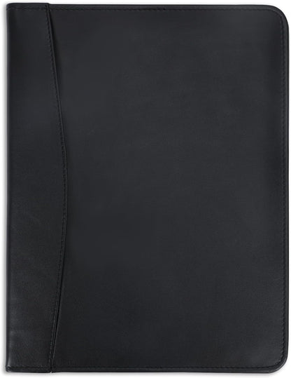 Heavy Duty Buffalo Leather Legal Pad Portfolio Handmade Executive Notebook Binder, Professional Padfolio Organizer Gift for Men and Women Genuine Leather Resume Document Holder (Black)