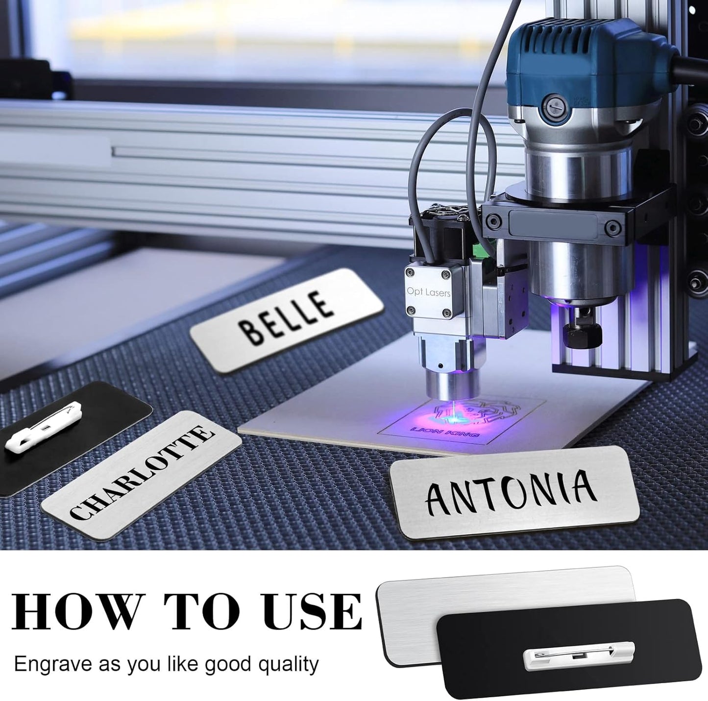 Breling 100 Pieces Name Tags with Pins 1 x 3 Inches Blank Name Tags Reusable ID Badge Holders with Clip for Office Workers Students Employee Custom(Silver and Black)