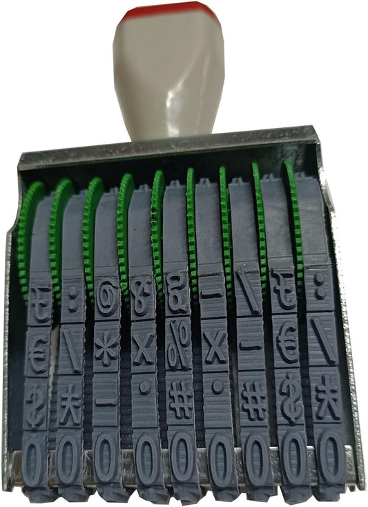 zeng 9 Digit Adjustable Number Stamp, with Number 0-9 and Symbols, Rubber Rolling Office Business Stamp, Supermarket & School Supplies, Multicolor