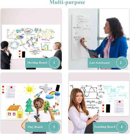 Magnetic Dry Erase Whiteboard Sticker, 24" x 39" Stick on Whiteboard for Wall, Dry Erase Board Peel and Stick for Kids, Office, Home, with Marker, Eraser and Magnets (Adhesive Backing)