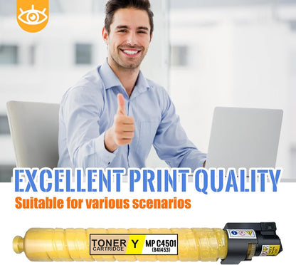 1 Pack MP C4501 Yellow Toner Cartridge | Replacement for Ricoh MP C4501 Work with Aficio MP C4501 Aficio MP C5501 Lanier MP C4501 Lanier MP C5501 Savin MP C4501 Savin MP C5501 | 841453