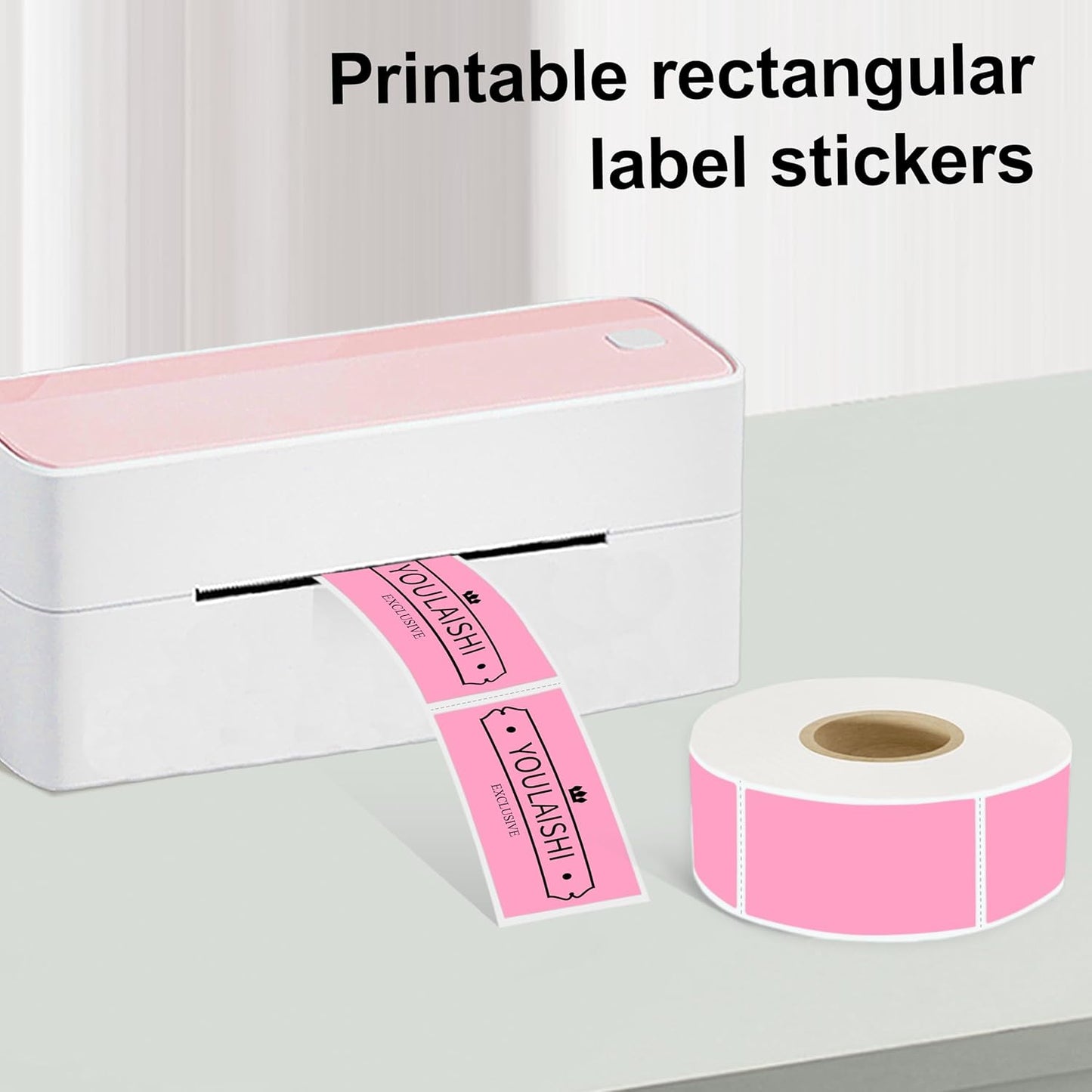 1x2 inch Label Stickers Roll for Thermal Printer 500PCS Pink Colored Removable Freezer Labels Waterproof Blank Sticker Labels to Write on for Food Containers and Jars