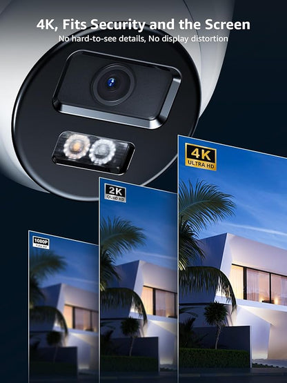 ANNKE 4K PoE Security Camera, Outdoor Turret Surveillance Wired Cameras for Home Security, AI Human/Vehicle Detection, Smart Dual Light, Color Night Vision, 120 dB WDR, 4mm Lens, Built-in Mic