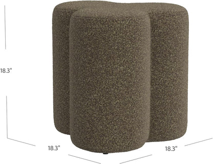 HomePop Upholstered Clover Shaped Ottoman Home Décor|Foot Rest Ottoman - Dark Brown Boucle