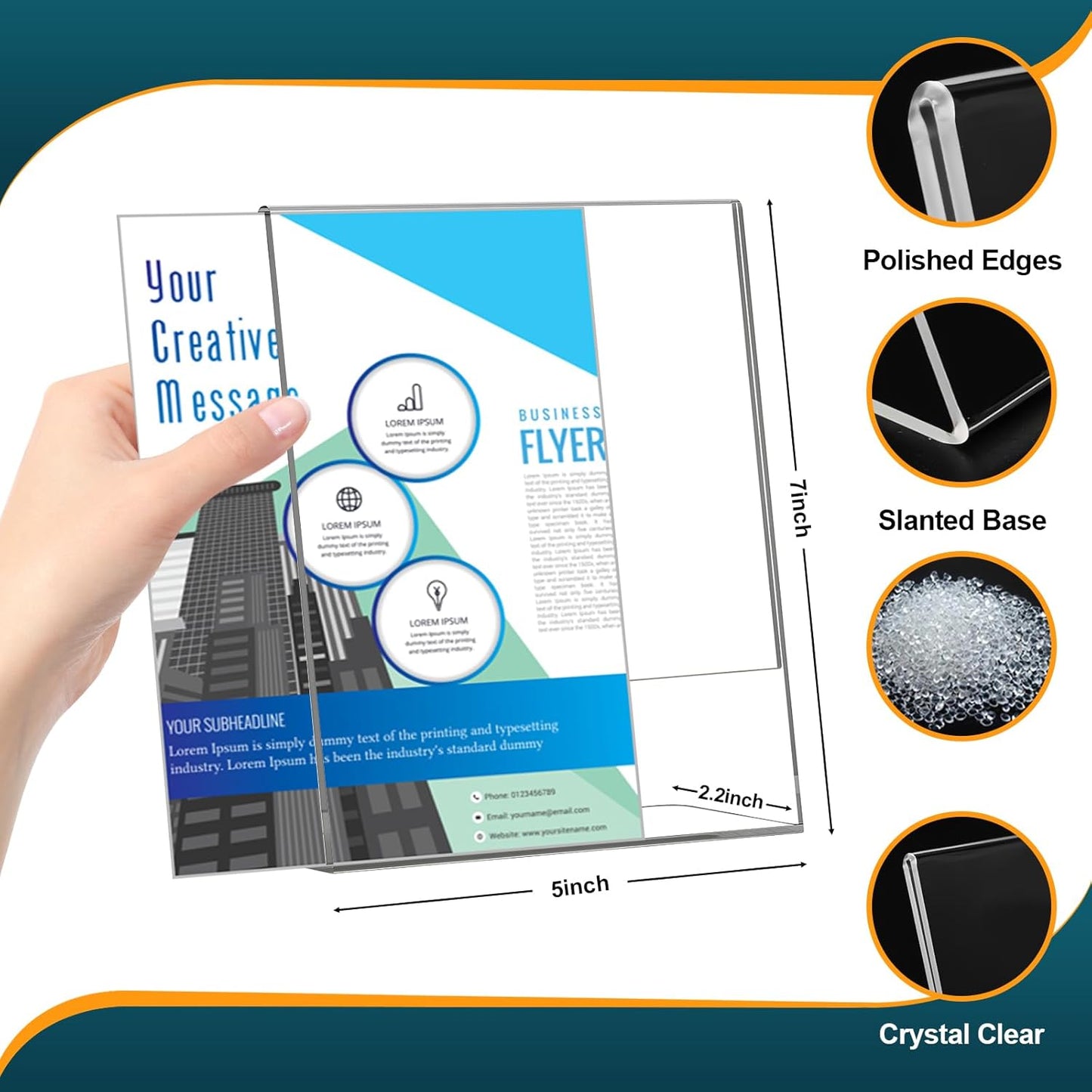 Acrylic Sign Holder 5x7 Inches, 16 Pack Clear Plastic Table Paper Display Stand, L-Shape Vertical Menu Holder Stand, Clear Picture Photo Flyer Display Stand for Restaurants, Store Show, Office Desktop