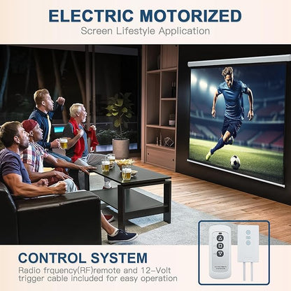 YODOLLA Projector Screen Motorized 100" 16:9, 4K 3D HD Electric Projector Screen Wall Mounted Automatic Ceiling Retractable Drop Down Projection Screen with Remote Movie Screen for Indoor Outdoor Use