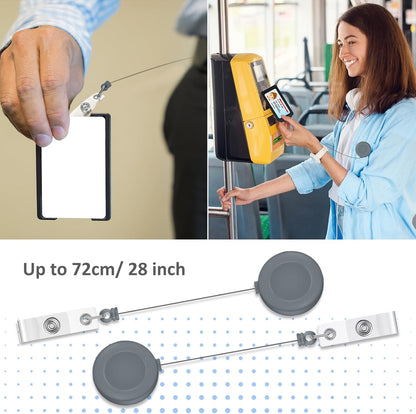 Zonon 100 Pieces Retractable Badge Reel Clips ID Card Holder Reel with Metal Belt Clip for Hanging Cards Key Chains, Name Badge Holders for Nurses Teachers Students(Gray)