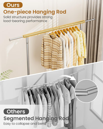 Heavy Duty Clothing Rack, Metal Clothes Rack Load 450 LBS, Rolling Coat Racks for Hanging Clothes with Lockable Wheels, Wardrobe Closet Garment Racks for Bedroom, Silver