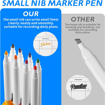 Dry Erase Calendar Whiteboard, 17" x 13" Magnetic Whiteboard Cork Board Combo, Reusable Monthly Planner with 8 Markers, Eraser, Magnets and Pushpins, Hanging Dry Erase Board for Home, School - Black
