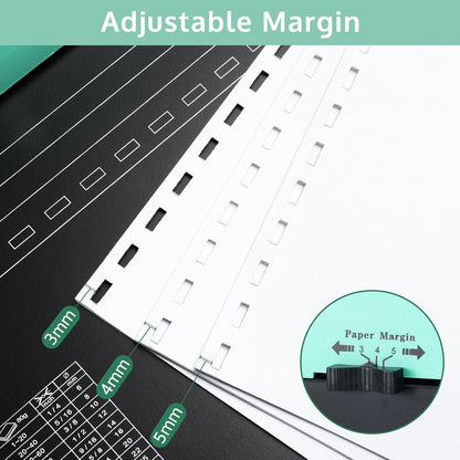 OFFNOVA Binding Machine, 21-Hole 450 Sheets Paper Comb Punch Binder Machine for Letter Size / A4 / A5 Paper, Easy to Punch Handle, Adjustable Margin