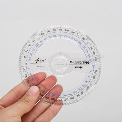 360° Protractor Set (20-Pack) – Clear Plastic Math Protractors for Geometry, Drafting & Angle Measurement – 4-Inch Swing Arm Protractor Ruler for Students, Engineers & Artists