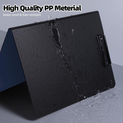 Clipboard Folder, A4 Foldable Clipboard with Horizontal and Vertical Double Metal Clips, 360 Degree Foldable Binder Clipboards with Pen Holder, File Cover Work Folder Clipboards, Blue