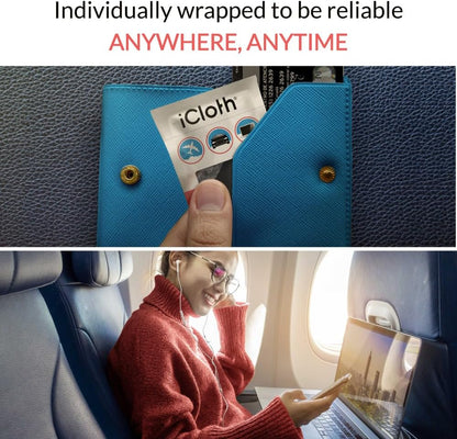 iCloth 70% Isopropyl Alcohol Large Screen and Electronics Wipes, Lint-Free, Streak-Free, Fast-Drying, Removes Dust and Fingerprints (50 Wipes)