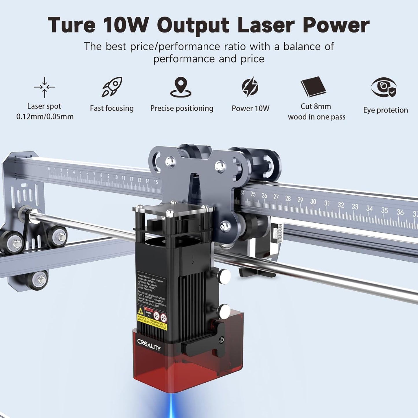 Creality Laser Engraver, 10W Output Power Laser Cutter, 0.06mm High Precision Laser Cutter and Engraver for Wood and Metal, Paper, Acrylic, Glass, Leather etc, 15.7"×16.3" Workspace